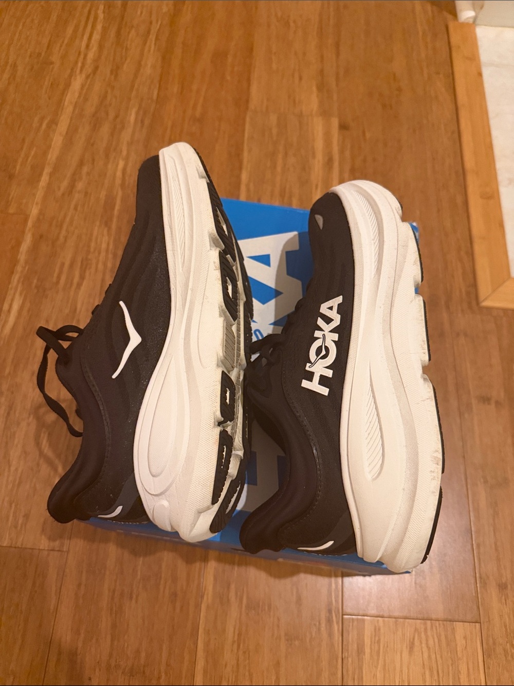 Hoka Black and White Road Running Sneakers - Picture 8 of 9